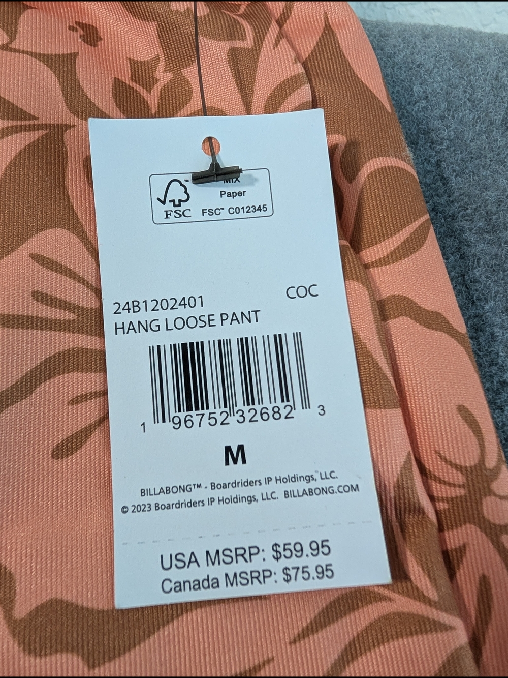 Billabong NWT Hang Loose Floral Flare Pants M Coral Tropical Lounge Beach - Picture 13 of 14